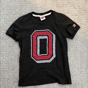 HOMAGE Black Tee with Red and Gray O Design OHIO STATE
